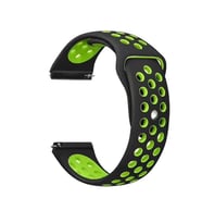 Samsung Galaxy Watch Gear S2 / Active 2 40mm 44mm Kordon Delikli Spor Kordon (Siyah-Yeşil)