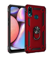 Samsung Galaxy A10S Kılıf Yüzüklü Zırh Tank Vega (Kırmızı)