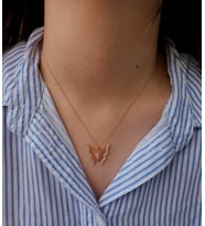 925 ayar gümüş beyaz taşlı kelebekli kolye (Rose)