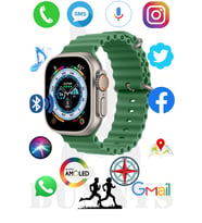 Apple iPhone 11 Pro Max Uyumlu Akıllı Saat Watch 8 Ultra 49MM AMOLED EKRAN (Yeşil)