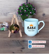 Babalar Günü Hediyesi Kupa Bardak Beyaz ve Fotoğraflı Ahşap Anahtarlık HediyeBabaya Hediye (Model 5)