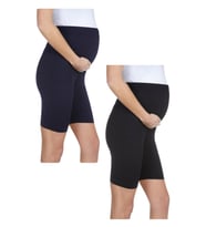 LuvmaBelly MYRA8028_8028 Beli Lastikli Hamile Şort Seti (Siyah-Lacivert)