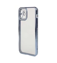 Apple iPhone 12 Kılıf Kamera Korumalı Taşlı Zore Mina Kılıf (Mavi)