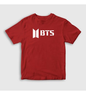 Presmono Unisex Çocuk Beyaz Logo Bts T-Shirt 22333tt (Kırmızı)