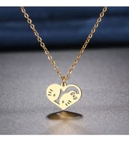 Kişiye Özel 925 Ayar Gümüş Kalpli Hello Kitty Kolye (Gold)