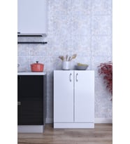 Mokas Çok Amaçlı Dolap 2 Raflı Kapaklı Mutfak Balkon Banyo (Beyaz)