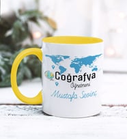 Coğrafya Öğretmeni Tasarımlı Kişiye Özel Kupa Bardak (Sarı)