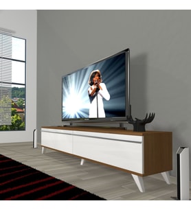 Decoraktiv Eko 140T Mdf Retro Tv Ünitesi Tv Sehpası (Beyaz - Kahverengi)