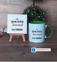 Sosyal Bilgiler Öğretmeni Dekoratif Taş, Kupa Bardak Kırmızı Hediye Öğretmenler Günü Hediyesi (Model 13)
