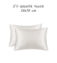 Güzellik Yastığı %100 Ipek Saten 2 Adet Luxury Yastık Kılıfı Zebra (Krem)