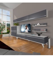 Decoraktiv Eko 8 Mdf Std Retro Tv Ünitesi Tv Sehpası (Beyaz - Antrasit)