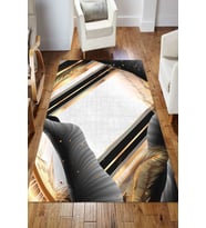 Dijital Kaymaz Taban Yıkanabilir Salon Halısı Mutfak Halısı Koridor Halısı Yolluk ND-HS-263 (Siyah)