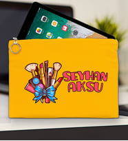BK Gift Kişiye Özel İsimli-3 Tablet Çantası 30x21cm(12 Renk Seçeneği), Ipad Çantası, Baskılı Tablet Kılıfı (Sarı)