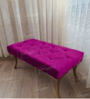 Kapitoneli Ayak Ucu Kapı Önü Antre Bench Puf Gold Ayak (100*45) (Mor)