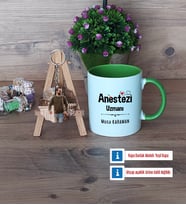 Anestezi Uzmanı Kupa Bardak Beyaz ve Fotoğraflı Ahşap Anahtarlık Hediye (Model 14)