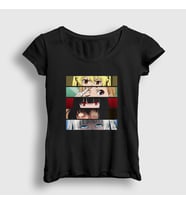 Presmono Kadın Beyaz Girls Anime kakegurui T-Shirt 239668tt (Siyah)