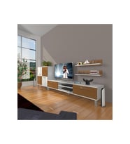 Decoraktiv Eko On Mdf Dvd Krom Ayaklı Tv Ünitesi Tv Sehpası (Beyaz - Ceviz)