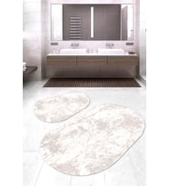 Dijital Baskılı Kaymaz Taban Yıkanabilir Oval 2'li Klozet Takımı Banyo Paspası NOKZ-HT-200 (Çok Renkli)