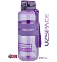 Uzspace Tritan Su Matarası 1500ml 1.5 Litre Mega Boy Yenilenen Renkler (Mor)