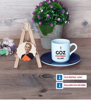 Göz Doktoru Türk Kahvesi Fincanı Ahşap Altlıklı ve Fotoğraflı Ahşap Anahtarlık Hediye Tıp Bayramı Hediyesi (Model 4)