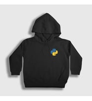 Presmono Unisex Çocuk Beyaz Logo Python Developer Yazılımcı Kapüşonlu Sweatshirt 336392tt (Siyah)