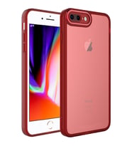 Apple iPhone 8 Plus Kılıf Kamera Korumalı Transparan Zore Post Kılıf (Kırmızı)