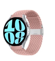 Sneezy Samsung Galaxy Watch 4 40-42-44-46mm Uyumlu 20mm Metal Klips Solo Fiberlink Örgü Kordon (Pembe)