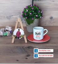 Diyaliz Teknikeri Türk Kahvesi Fincanı Ahşap Altlıklı ve Fotoğraflı Ahşap Anahtarlık Hediye Diyaliz Teknikerine Hediye (Model 8)