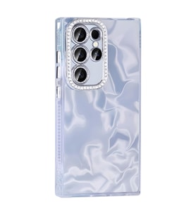 Galaxy S23 Ultra Kılıf Airbagli Parlak Taş Detay Tasarımlı Esila Kılıf (Beyaz)