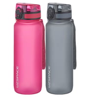 Uzspace 2'li Tritan Matara Seti 800 ml 14 Farklı Renk Seçeneği FiftyFifty (Pembe-Grı)