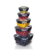 5'li Set Master Kare Saklama Kabı (275 ml - 500 ml - 900 ml - 1500 ml - 2400 ml) (Antrasit)