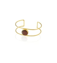 Kadir Jewellery 22 Ayar Altın Kaplama Zirkon Taşlı Ayarlanabilir Vintage Bilezik (Bordo)