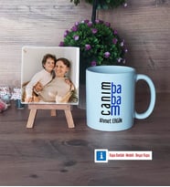 Babaya Hediye Fotoğraflı Dekoratif Taş, Kupa Bardak Beyaz Hediye (Model 1)