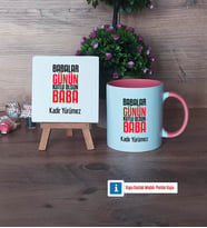 Babalar Günü Hediyesi Dekoratif Taş, Kupa Bardak Kırmızı Hediye Babaya Hediye (Model 5)