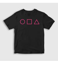 Presmono Unisex Çocuk Beyaz Purple Symbols Squid Game T-Shirt 261257tt (Siyah)