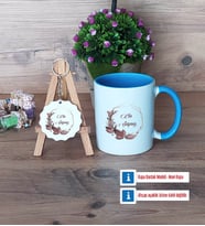 Doğum Günü Hediyesi İsme Özel Kupa Bardak Kırmızı ve Ahşap Anahtarlık Hediye (Model 3)