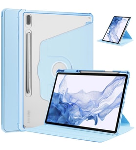 Samsung Galaxy Tab S8 Plus SM-X800 Kılıf Termik Kalem Bölmeli Dönebilen Standlı (Mavi)