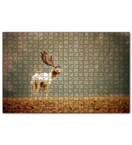 Cakapuzzle Yerde Sonbahar Yaprak Anne Geyikle Yavrusu Puzzle Yapboz MDF (Ahşap) (1000 Parça)
