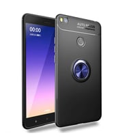 Xiaomi Mi Max 2 Kılıf Mıknatıslı Yüzüklü Standlı Yumuşak Silikon Kapak Ravel (Siyah-Mavi)