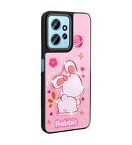 Xiaomi Redmi Note 12 4G Kılıf Parlayan Kabartmalı İkonik Figürlü Amas Silikon Kılıf (Pembe)