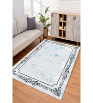 Dijital Kaymaz Taban Yıkanabilir Renkli Salon Halısı Mutfak Halısı Yolluk ND-SD-307 (Mavi)