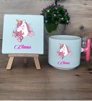 Unicorn Hediye Seti Kupa Bardak T Kulplu ve Dekoratif Taş Kız Çocuğuna Arkadaşa Sevgiliye Doğum Günü Hediyesi (Model 4)