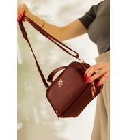DENS Maral Yazı Detaylı Omuz Çantası P-0286 (Bordo)