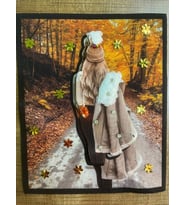 23X18 CM 3 BOYUTLU TAŞ İŞLEME BONCUK İŞLEME KABARTMA KADIN GÖRSEL ARMA APLİKE (Kahverengi)