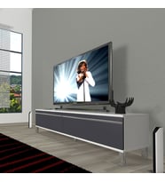 Decoraktiv Eko 140T Mdf Krom Ayaklı Tv Ünitesi Tv Sehpası (Beyaz - Antrasit)