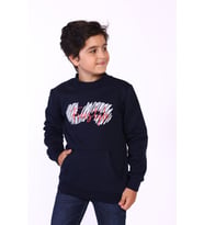 Toontoy Erkek Çocuk Kanguru Cepli Baskılı Sweatshirt (Lacivert)