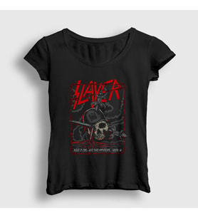 Presmono Kadın Beyaz Slayed Slayer T-Shirt 111761tt (Siyah)