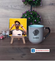 Aslan Fotoğraflı Dekoratif Taş, Kupa Bardak Beyaz Hediye (Model 10)