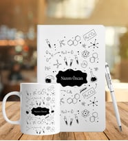 Kimya Öğretmenine Özel Deri Defter Kalem Ve Kupa Seti (Model 4)
