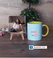 İsme Özel İsim Yazılı Fotoğraflı Dekoratif Taş, Kupa Bardak Beyaz Hediye (Model 7)